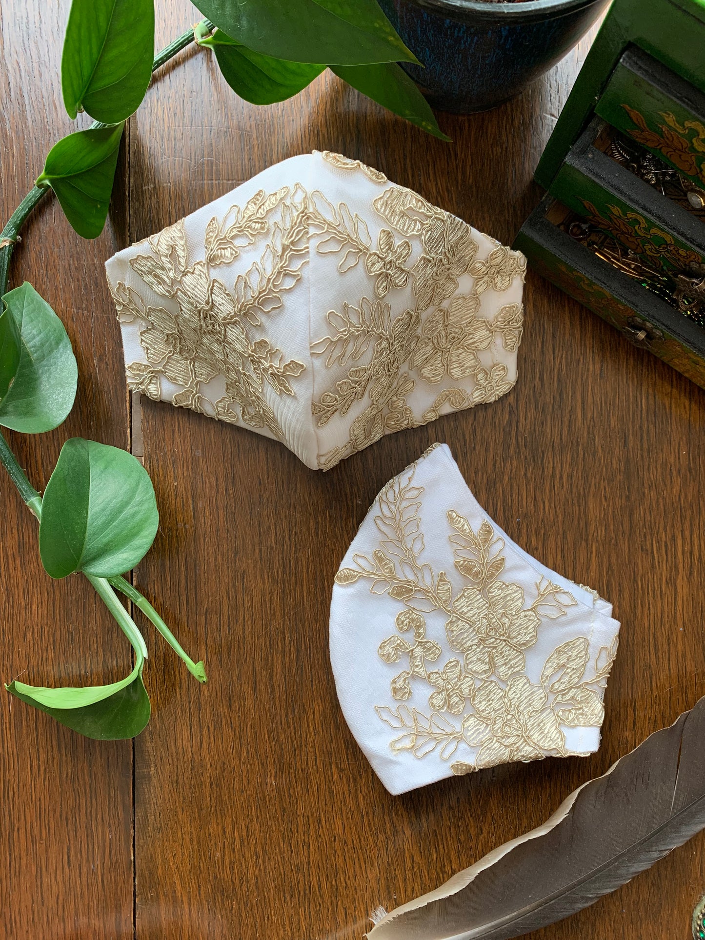 Golden Embroidered Face Mask