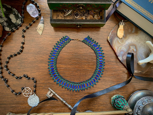 Sapphire Dreams: Art Deco Inspired Beaded Choker