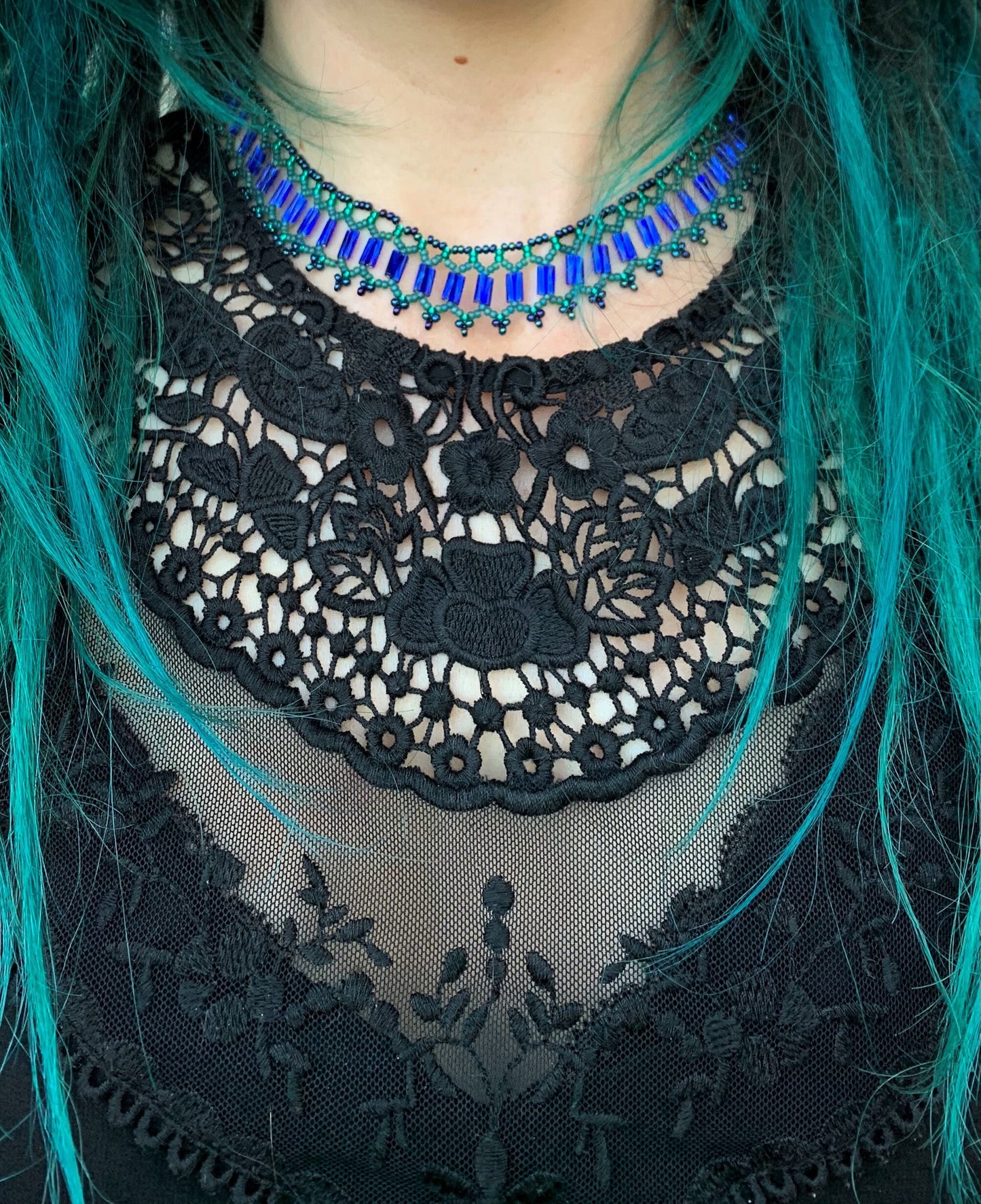 Sapphire Dreams: Art Deco Inspired Beaded Choker