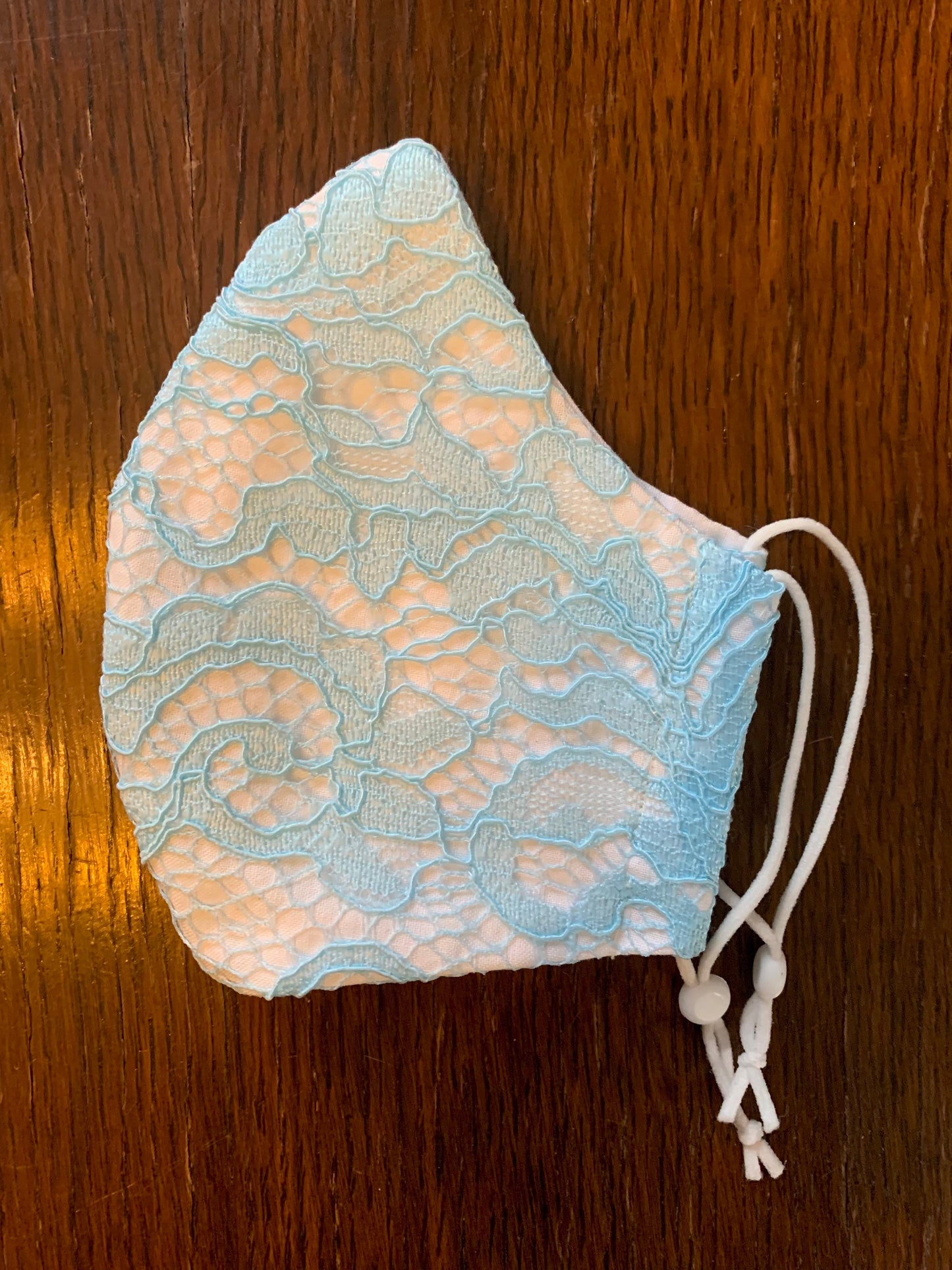 Icy Blue Lace Face Mask: Hand Dyed Lace