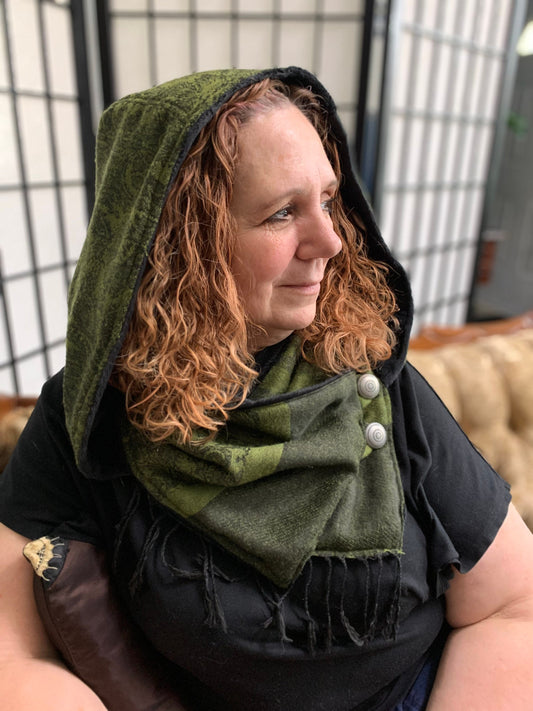 Pashmina Hooded Cowl with Micro Chenille