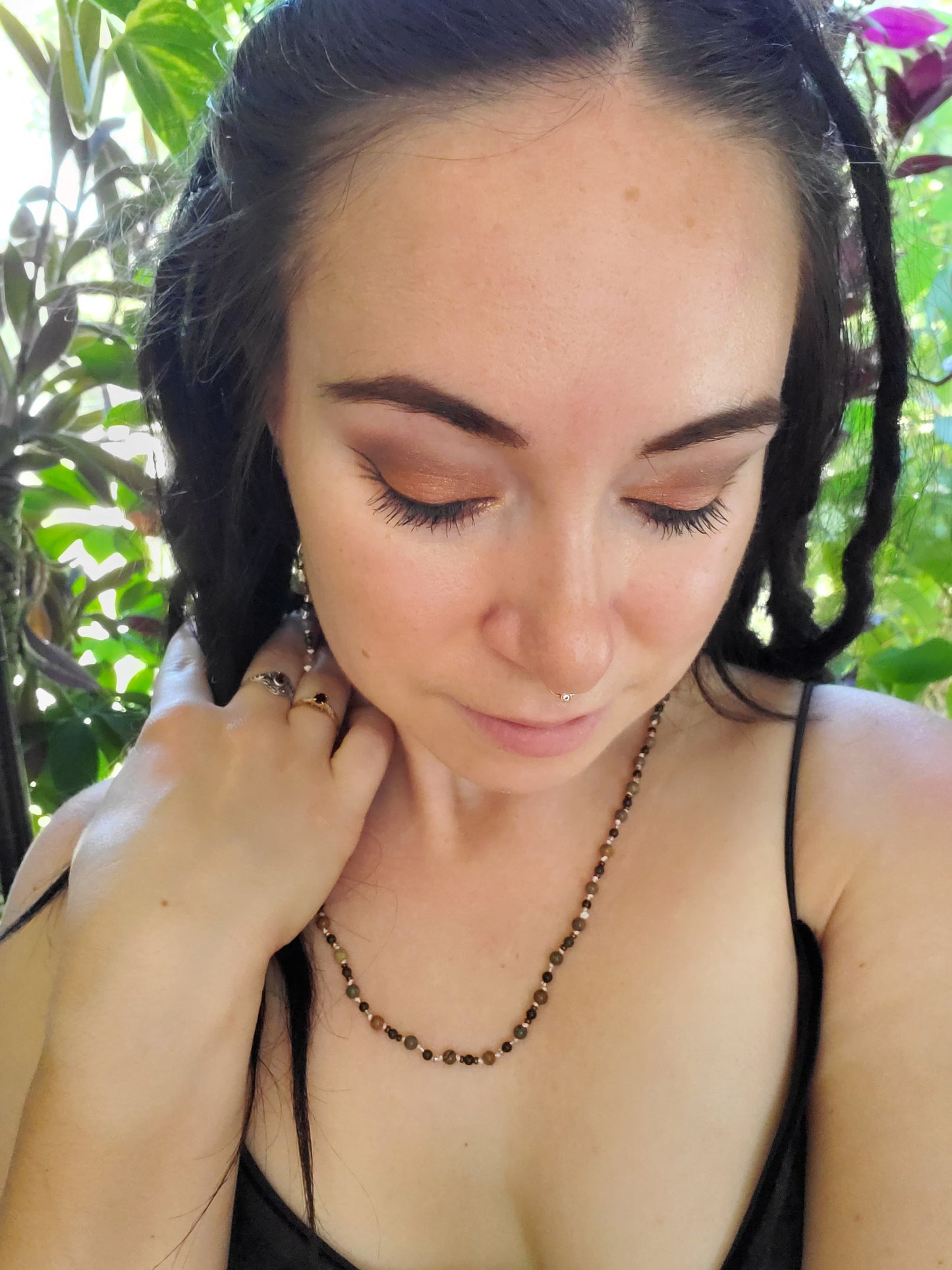 Timeless Collection: Rainbow Jasper and Jade Necklace & Earring Set