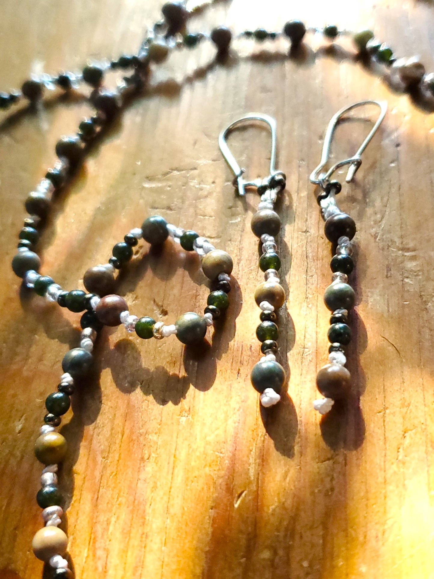 Timeless Collection: Rainbow Jasper and Jade Necklace & Earring Set