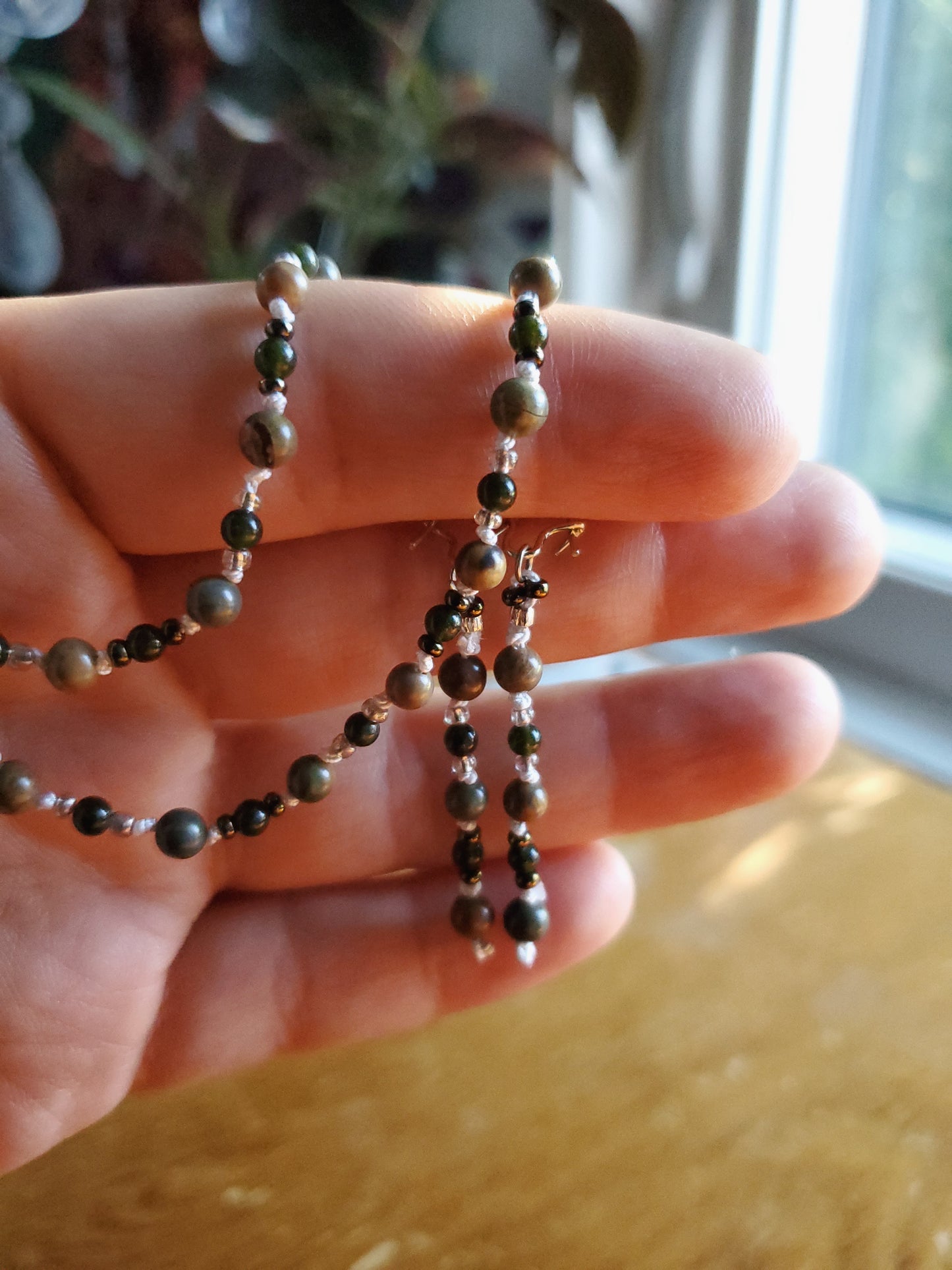 Timeless Collection: Rainbow Jasper and Jade Necklace & Earring Set