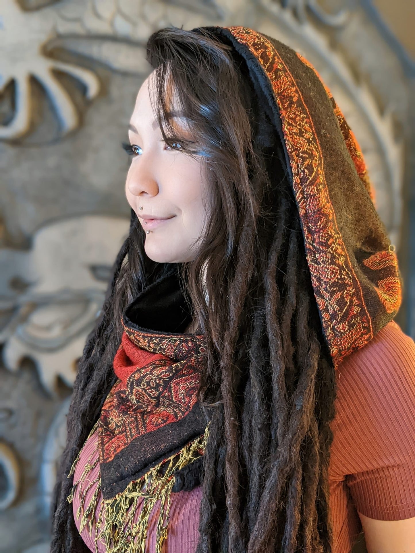 Pashmina Hooded Cowl with Micro Chenille