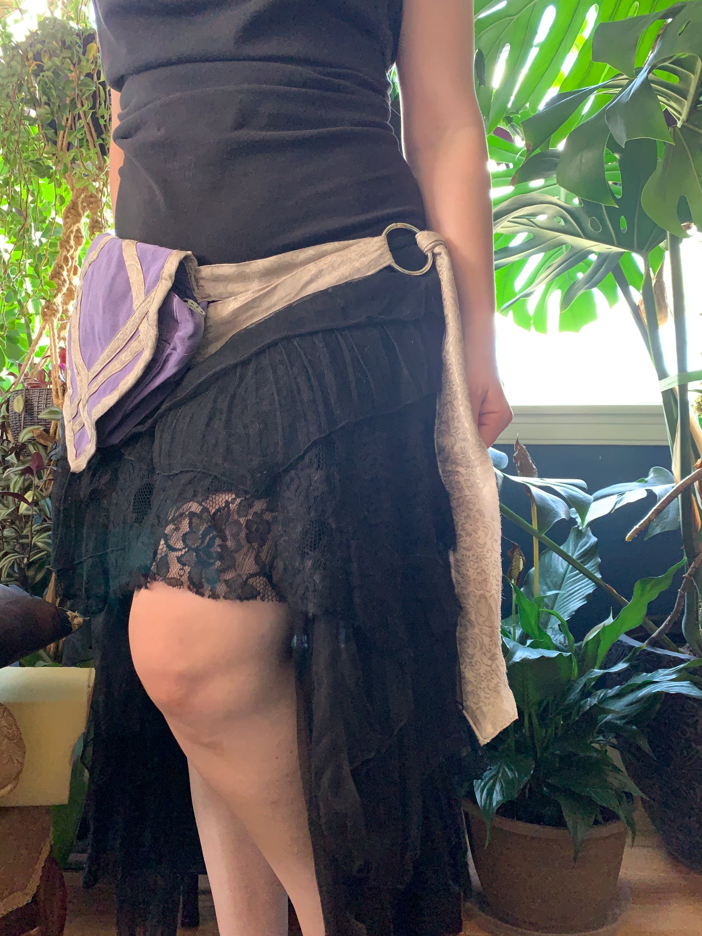 Lilac and Cream Hand-Dyed Hip Bag