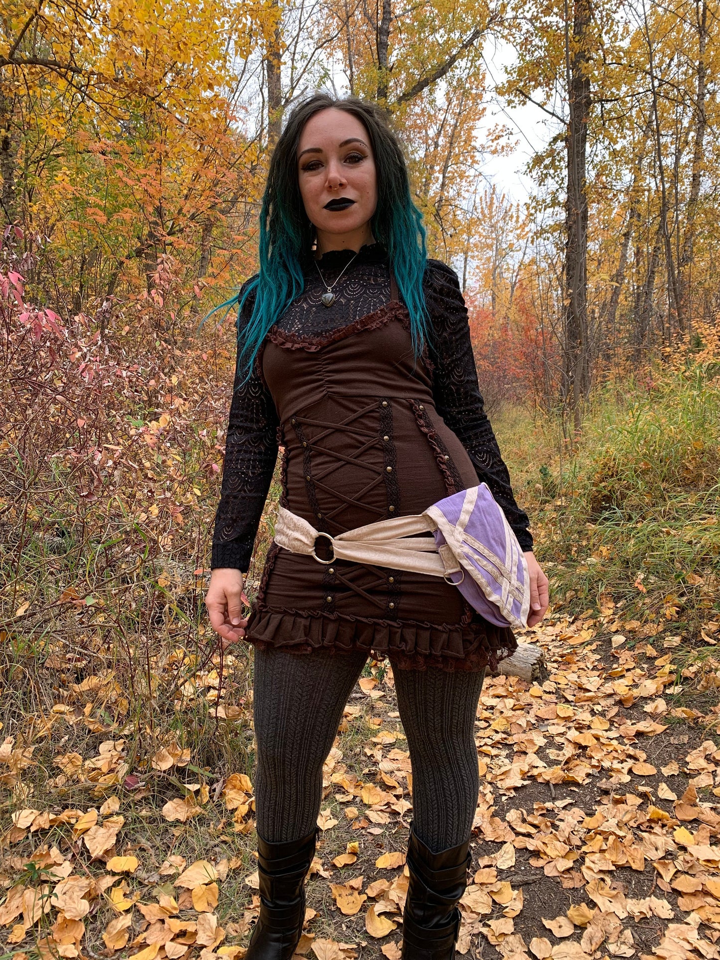 Lilac and Cream Hand-Dyed Hip Bag