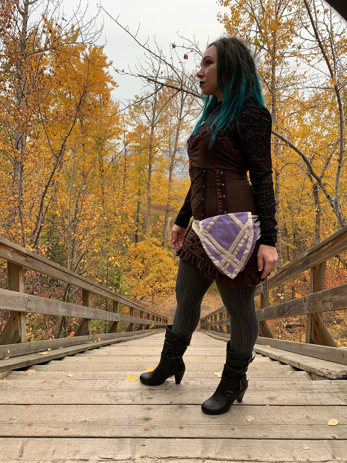 Lilac and Cream Hand-Dyed Hip Bag