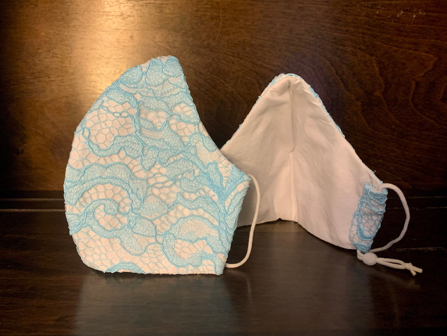 Icy Blue Lace Face Mask: Hand Dyed Lace