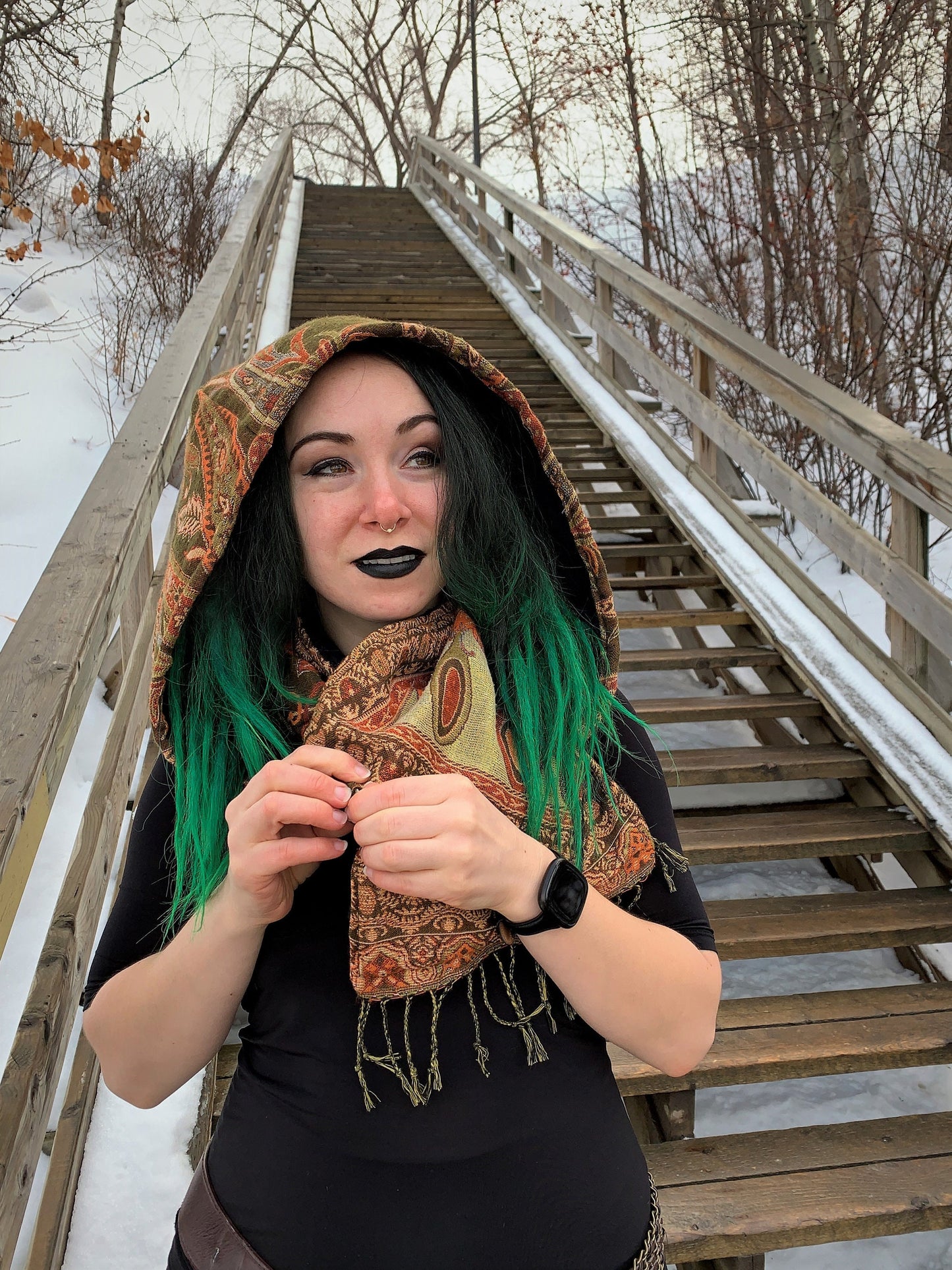 Pashmina Hooded Cowl with Micro Chenille