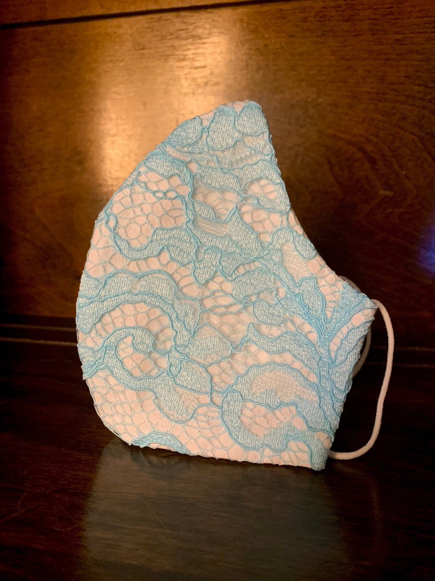 Icy Blue Lace Face Mask: Hand Dyed Lace