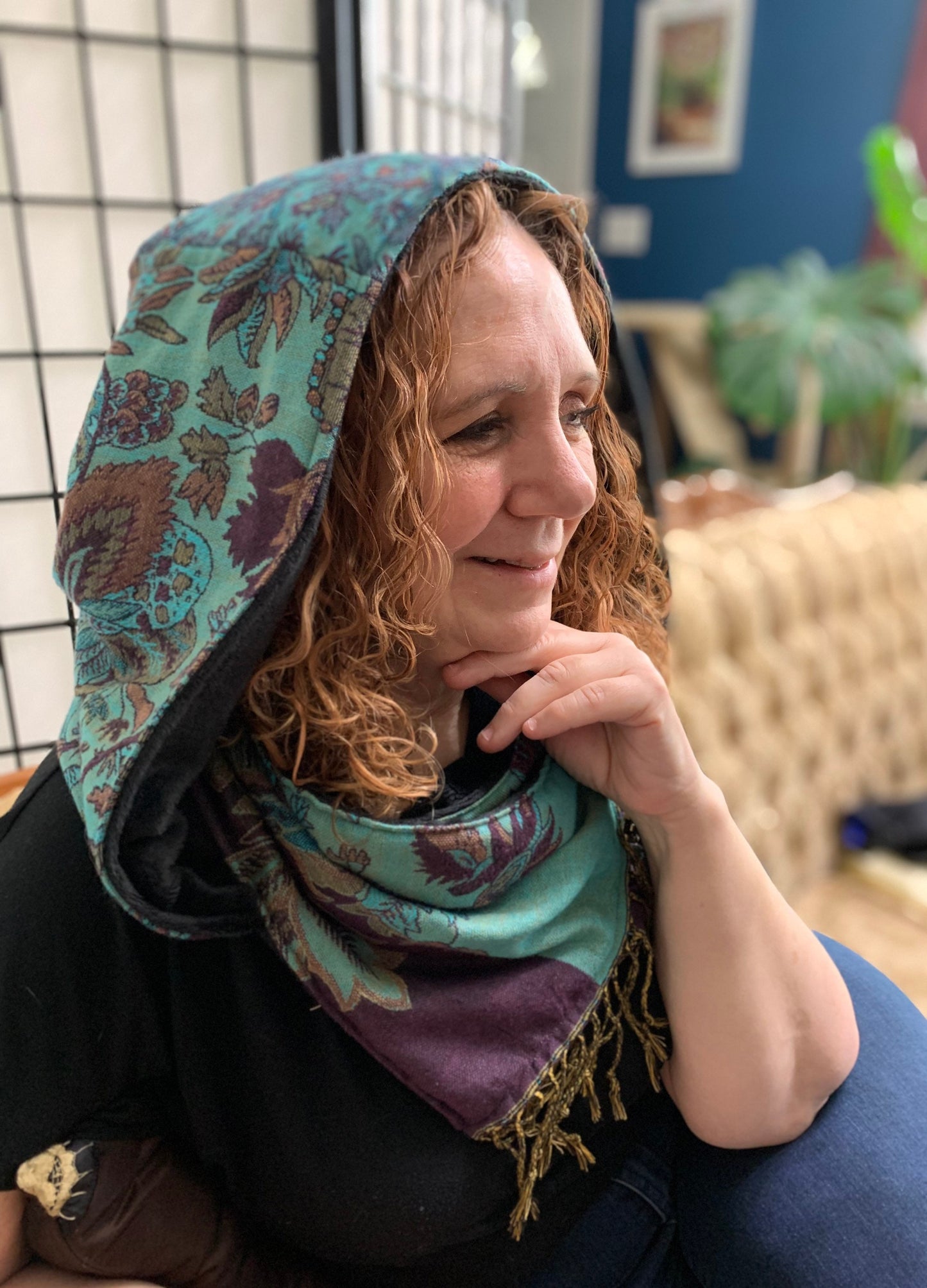 Pashmina Hooded Cowl with Micro Chenille