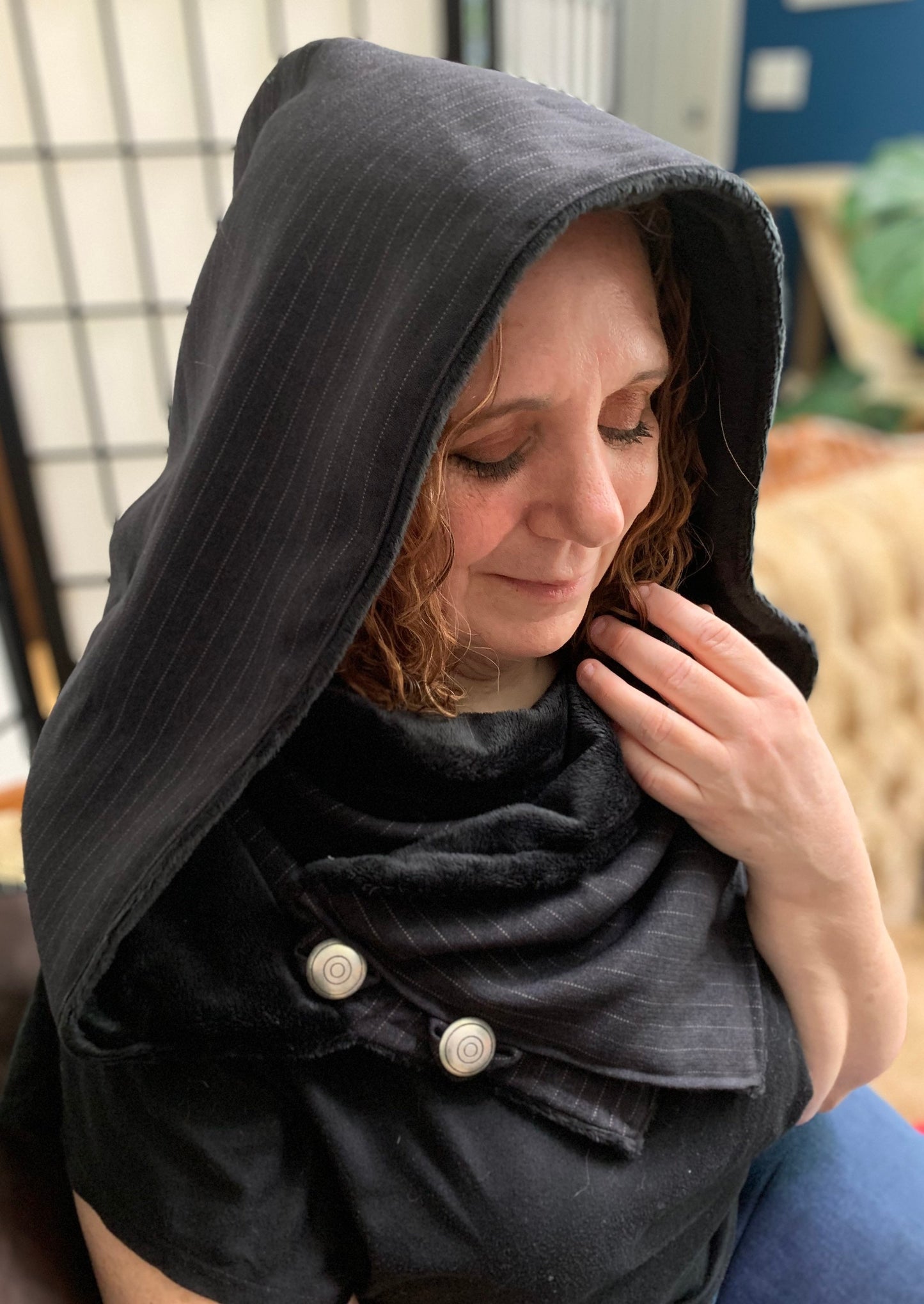 Pashmina Hooded Cowl with Micro Chenille