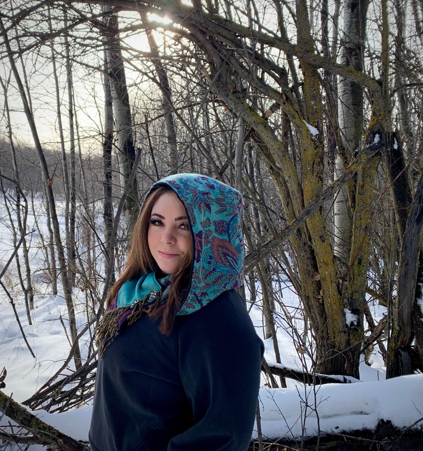 Pashmina Hooded Cowl with Micro Chenille